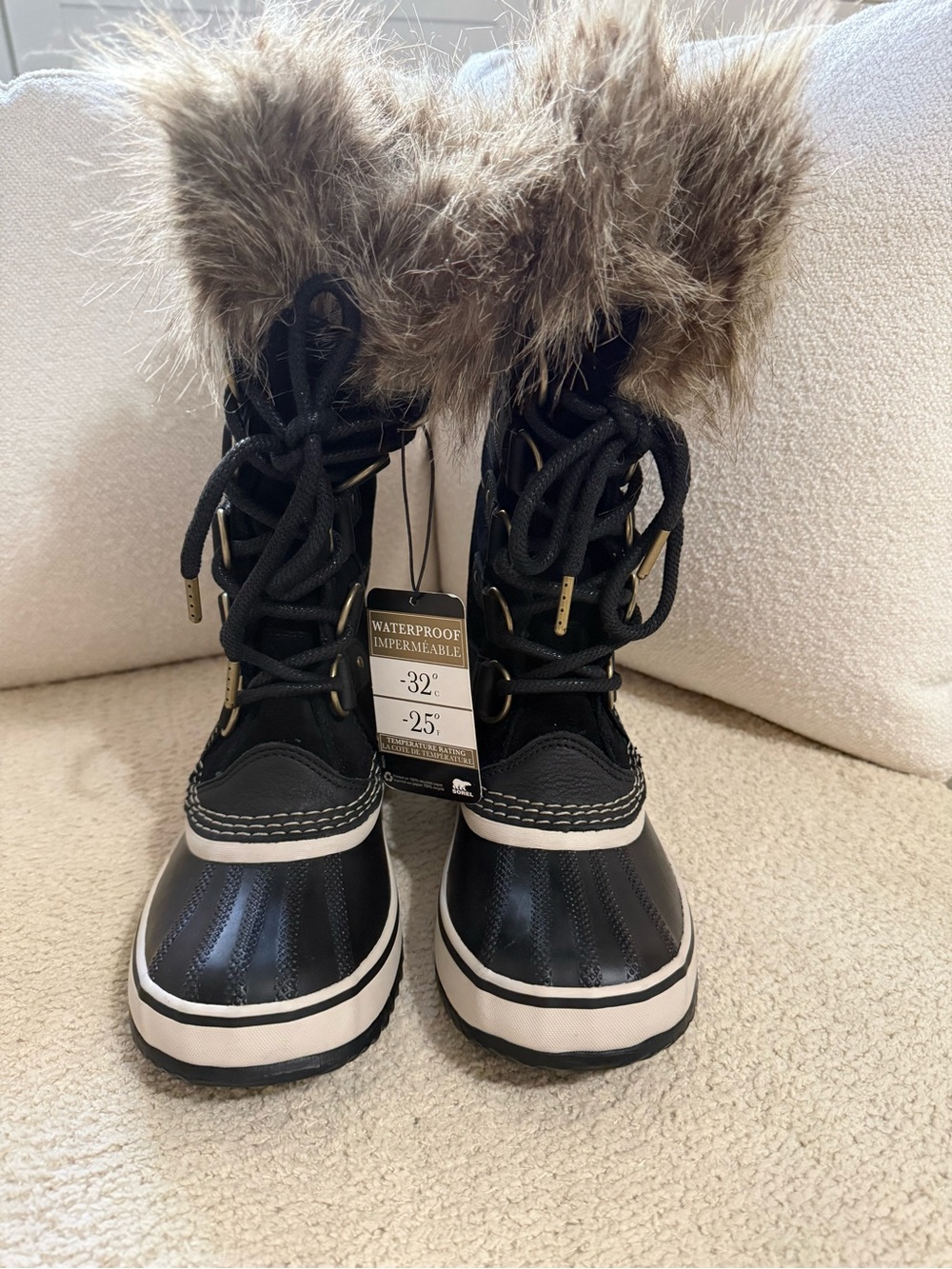 Sorel black Waterproof Winter Boots with Faux Fur Trim